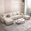 Sof&aacute;s cama plegables en forma de L de tela beige con almacenamiento
