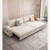 Canap&eacute;s-lits pliables en forme de L en tissu beige avec rangement
