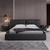 Meubles de chambre &agrave; coucher pour adultes, lit en cuir noir confortable et moderne