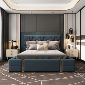 Hotel/Mobiliario de dormitorio para el hogar, cama doble grande y moderna para adultos