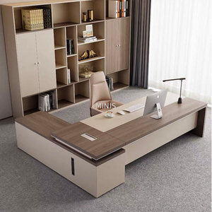 Escritorios de oficina laminados ejecutivos modernos en forma de L con esquina