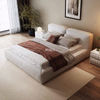 Meubles de chambre &agrave; coucher pour adultes, lit en cuir noir confortable et moderne