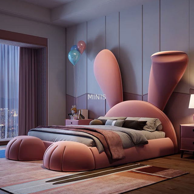 Dormitorio para ni&ntilde;os Ni&ntilde;a Cama para ni&ntilde;os con forma de conejito rosa