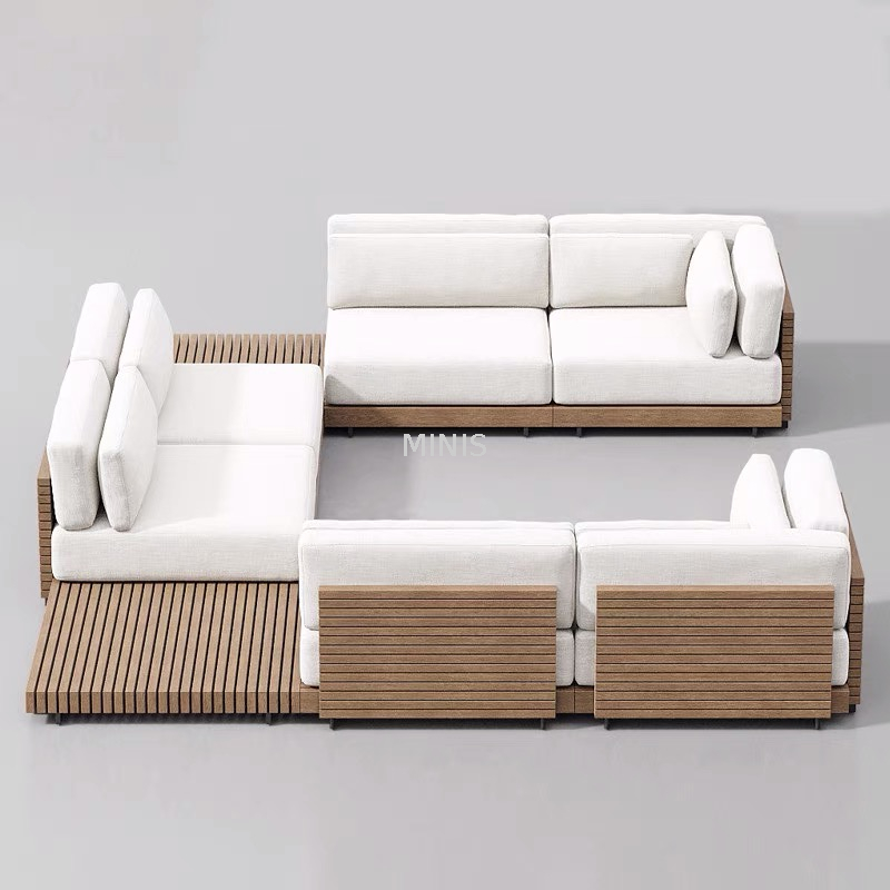 Canap&eacute; durable imperm&eacute;able en bois de teck de jardin ext&eacute;rieur moderne