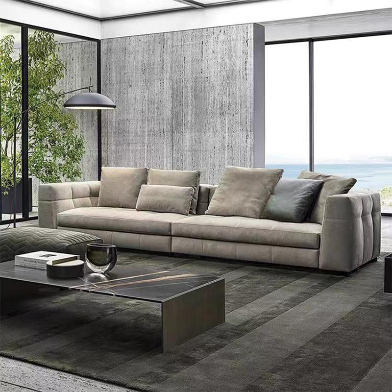 Canap&eacute; de salon moderne en tissu gris, grand canap&eacute; confortable