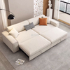 Canap&eacute;s-lits pliables en forme de L en tissu beige avec rangement