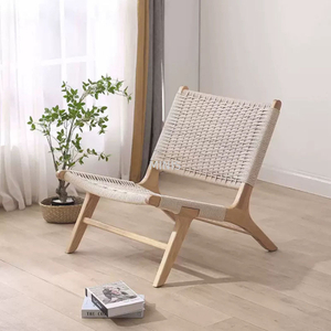 Muebles de ocio europeos, silla de madera fuerte con cuerda tejida