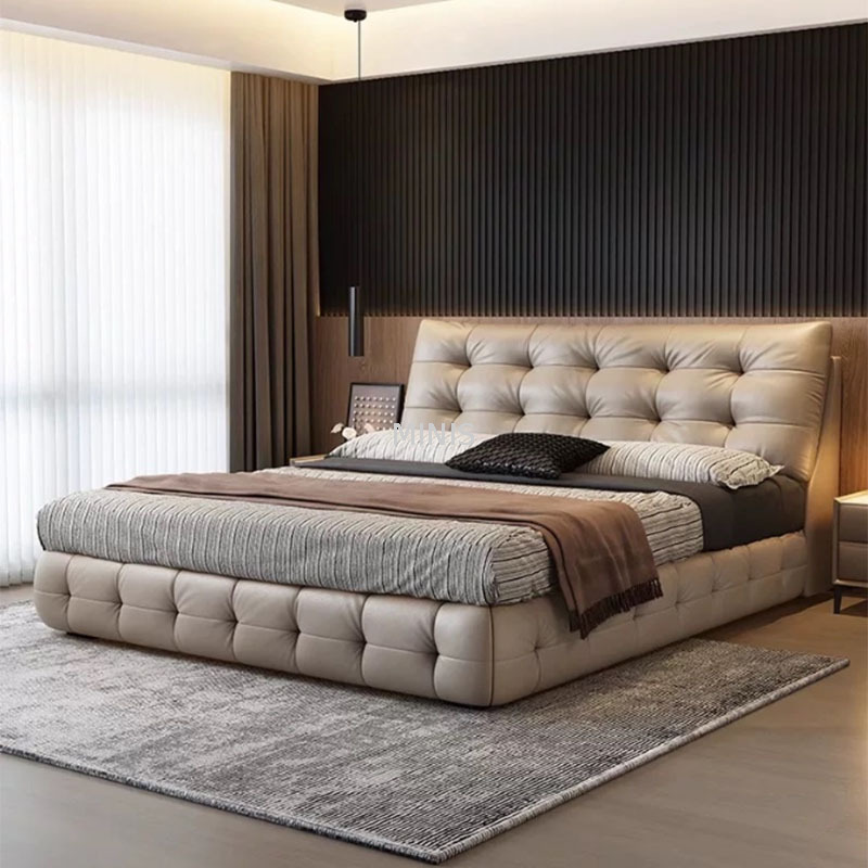 Muebles de dormitorio Cama c&oacute;moda moderna de cuero genuino