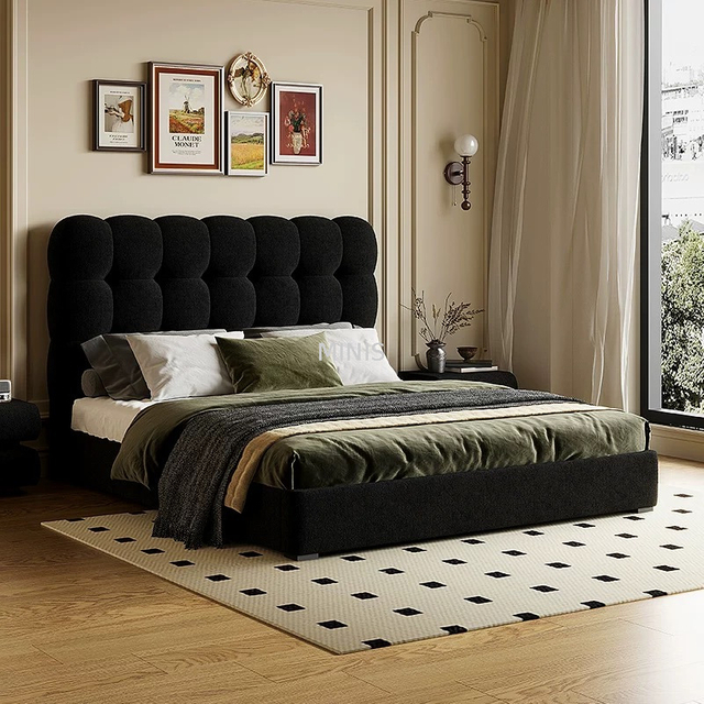 Muebles c&oacute;modos para dormitorio, cama doble de cuero blanco para adultos