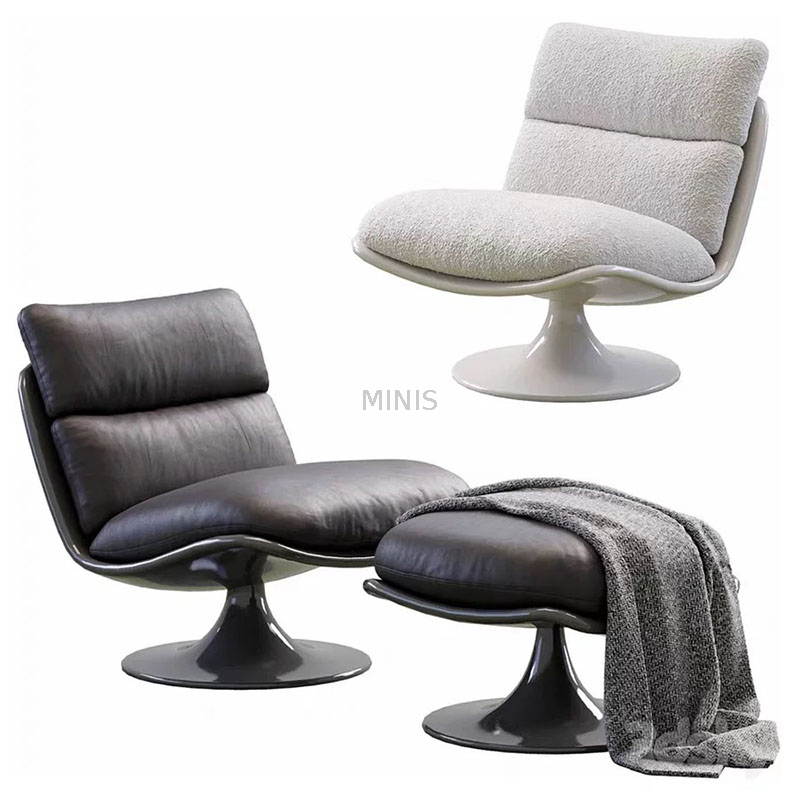 Chaise de loisirs de salon &agrave; la mode moderne avec pouf