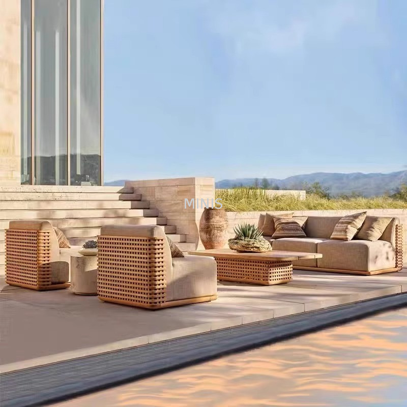 Foshan mobilier d'ext&eacute;rieur jardin canap&eacute; en bois de teck anti-moisissure