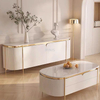 Meuble de sol &eacute;l&eacute;gant pour salon, meuble TV gris or