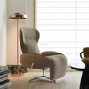 Fauteuil inclinable rotatif en bon tissu avec repose-pieds escamotable