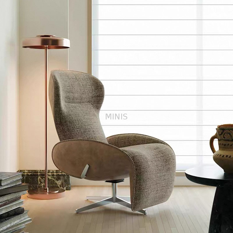 Fauteuil inclinable rotatif en bon tissu avec repose-pieds escamotable