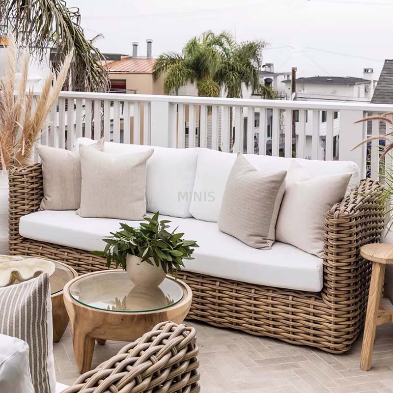 Canap&eacute; de qualit&eacute; ext&eacute;rieur, Patio de jardin, canap&eacute; Durable en rotin marron