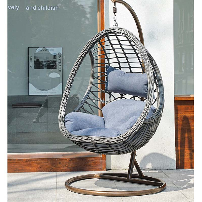 Silla columpio de rat&aacute;n en forma de huevo colgante para patio al aire libre