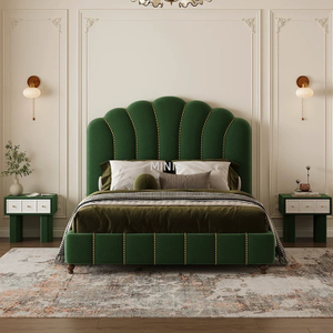 Muebles c&oacute;modos para dormitorio, cama doble de cuero blanco para adultos