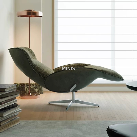 Fauteuil inclinable rotatif en bon tissu avec repose-pieds escamotable