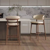 Meubles de salle &agrave; manger de pub, chaise de bar de f&ecirc;te en bois et cuir beige