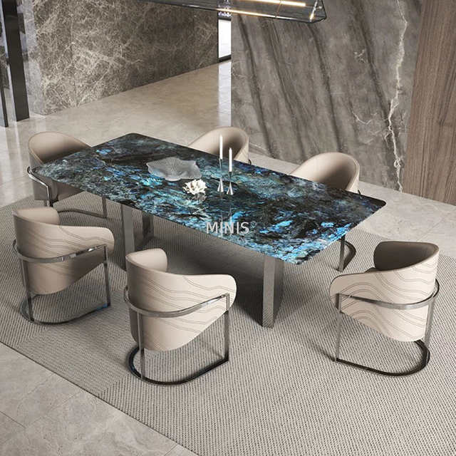 Mesa de comedor rectangular de m&aacute;rmol natural del comedor de China