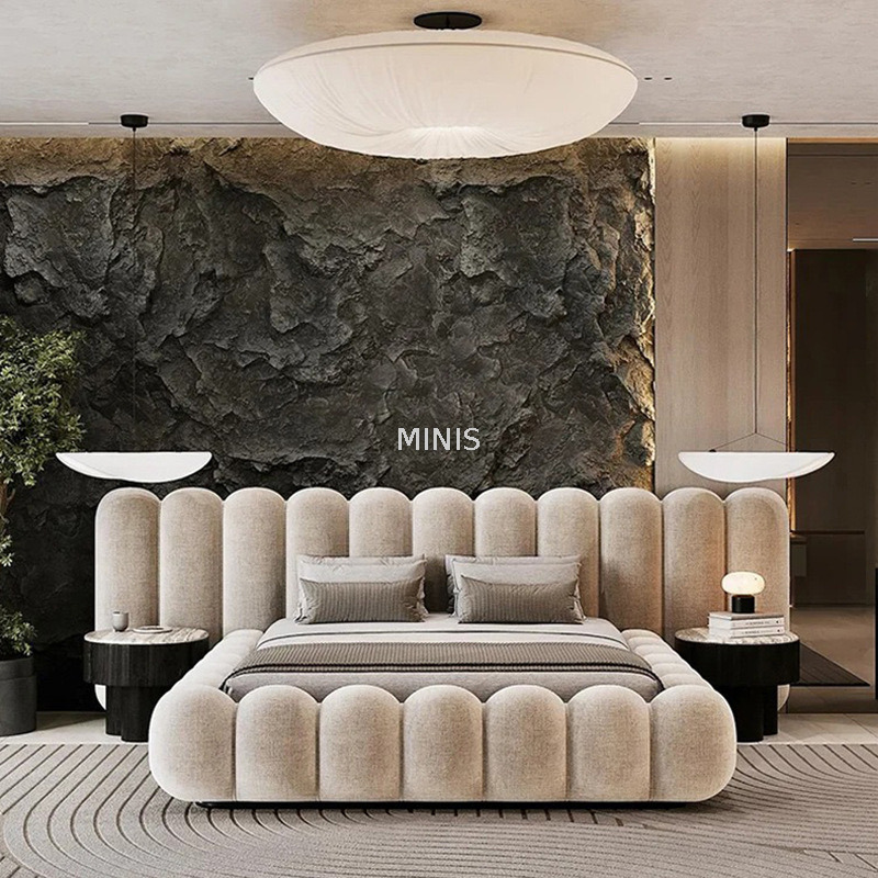 Lit beige moderne et luxueux, confortable et luxueux, de bonne qualit&eacute;, chinois