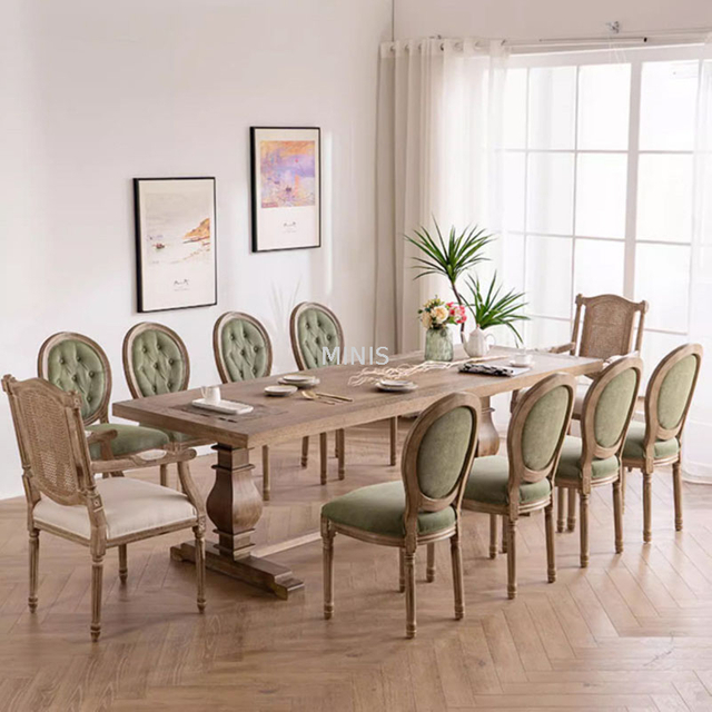 Muebles de comedor de estilo americano, mesa de madera con silla