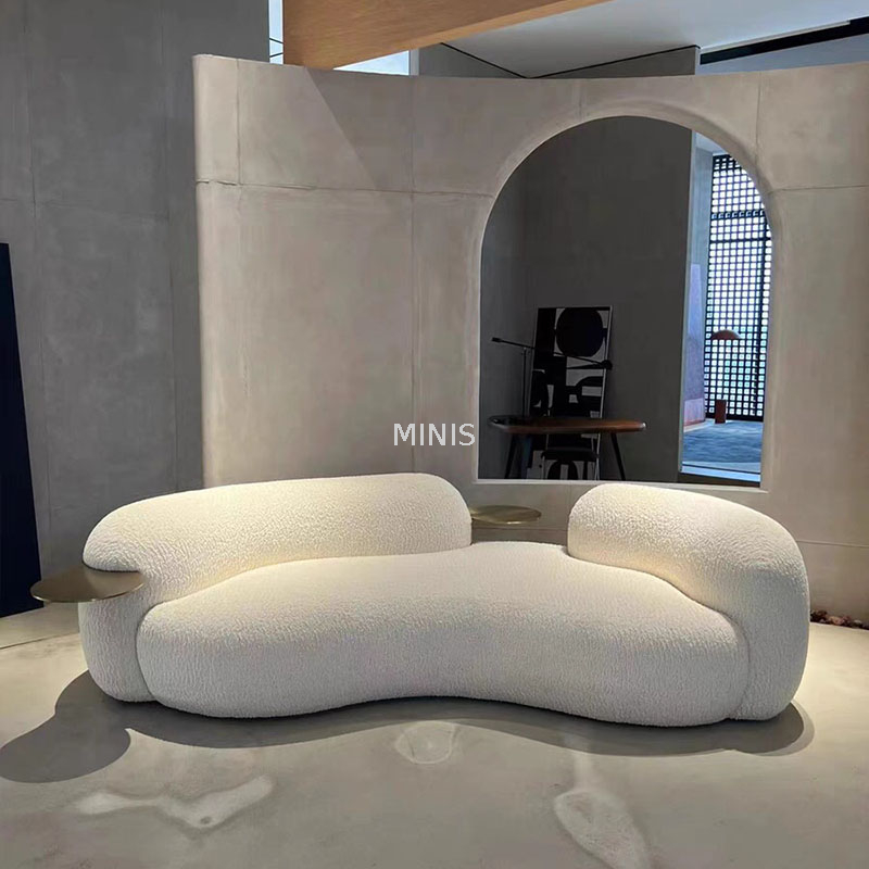 Sala de estar Sof&aacute; blanco en forma de guisante C&oacute;modo sof&aacute; de tela