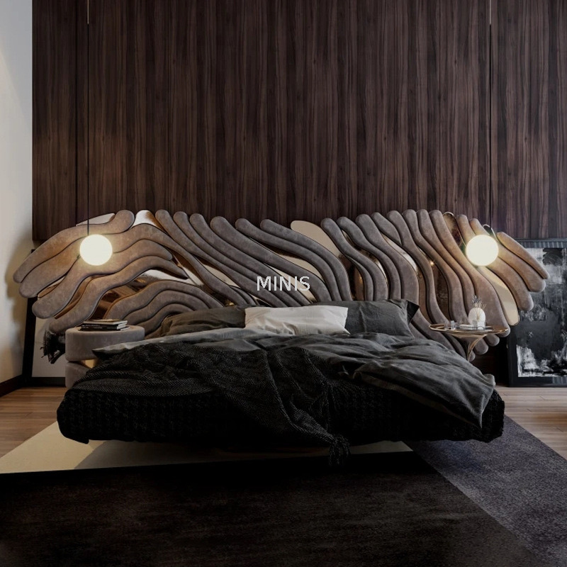 Lit beige moderne et luxueux, confortable et luxueux, de bonne qualit&eacute;, chinois