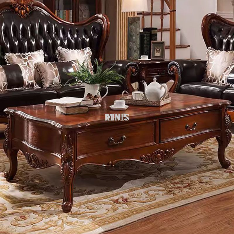 Sal&oacute;n Sala de estar Mesa de centro de madera cuadrada con cajones