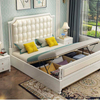 Lit en cuir blanc en bois confortable et durable de qualit&eacute; europ&eacute;enne