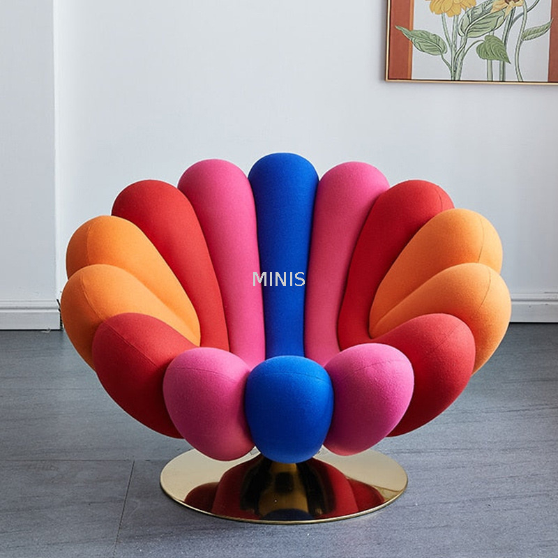 Chaise rotative fixe et confortable en tissu &agrave; fleurs, cr&eacute;ative et confortable