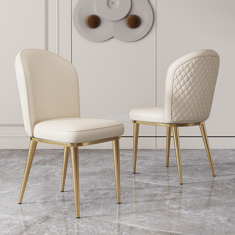 Chaise de salle &agrave; manger en cuir blanc dor&eacute; pour salle &agrave; manger de restaurant, nouvelle chaise de salle &agrave; manger