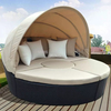 Lit rond en rotin relaxant pour jardin ext&eacute;rieur avec ombre