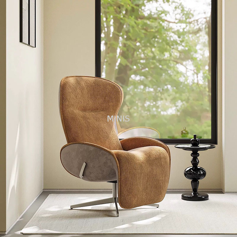 Fauteuil inclinable rotatif en bon tissu avec repose-pieds escamotable